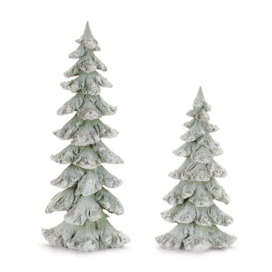 Melrose Green Frosted Evergreen Tree Set
